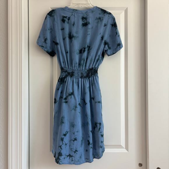 Cloth & Stone X Anthropologie Liv Tie Front Mini Dress Sz M Blue - Picture 8 of 11